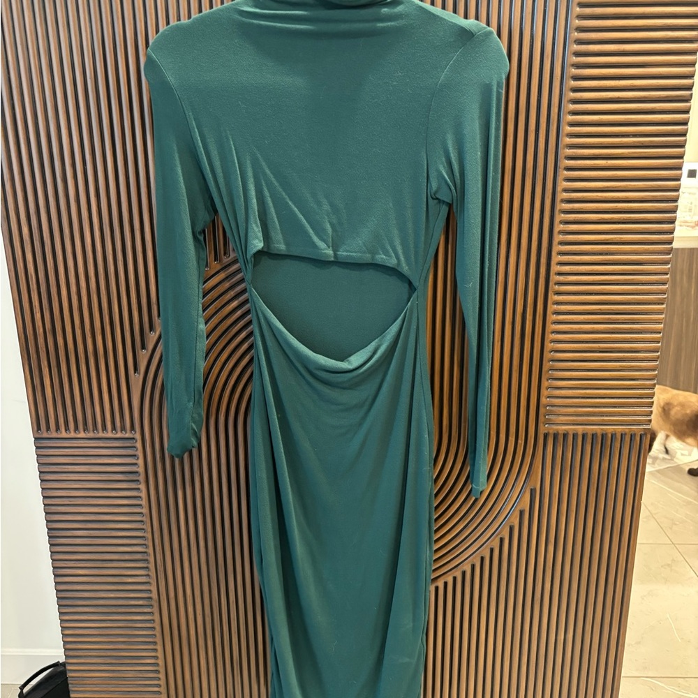 Naked Wardrobe Teal Backless Dress